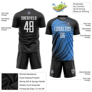 ชุดฟุตบอลชาย เสื้อเจอร์ซีย์แบบกำหนดเอง กางเกงขาสั้น ชุดทีมฟุตบอล ระบายอากาศ แห้งเร็ว ชุดกีฬา พรีเมียม สไตล์ - Product Image 3