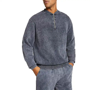 Ensemble de survêtement d'hiver ample en molleton respirant imprimé délavé à l'acide, avec sweat à capuche et pantalon de survêtement brodé uni - Product Image 3