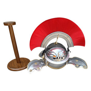 Casque de Centurion Romain Fait Main avec Plume Rouge en Acier Doux – Réplique Historique pour Reconstitutions et Événements Cosplay - Product Image 4