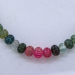 Multi Tourmaline Pumpkin <b>Beads</b> Necklace Carved Polished Stone Jewelry Making <b>Loose</b> Gemstones - Product Image 5