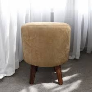 Pouf ottoman moderne en velours blanc, fait main, multifonctionnel, petit, avec rangement, pieds en bois, en mousse, pour salon et chambre à coucher - Product Image 2