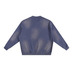 Sweat-shirts pour hommes à col rond, vierges, de haute qualité, en molleton de coton épais, coupe oversize, effet vintage délavé au soleil, avec impression de logo personnalisé - Product Image 6