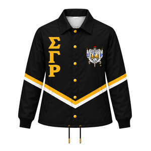 เสื้อแจ็คเก็ตกันลมลายเส้นไขว้ Sigma Gamma Rho สำหรับผู้หญิง เสื้อผ้าชมรมนักศึกษาแบบกำหนดเอง ชุดลำลองสำหรับกิจกรรมกลางแจ้ง ขายส่งแบบ OEM - Product Image 1