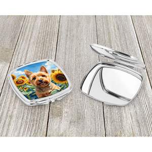 Norwich Terrier girasoles compacto viaje maquillaje espejo de mano plegable bolsillo espejo decorativo para mujeres y niñas regalo - Product Image 3