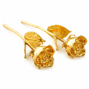 ดอกกุหลาบทองคำแท้ 24K ชุบทองคำ งานแฮนด์เมด พร้อมกล่องของขวัญกำมะหยี่สีแดงสุดหรู สำหรับวันวาเลนไทน์ ขายส่ง - Product Image 3