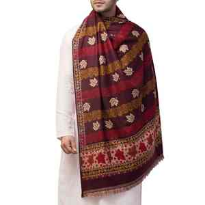 Traditional Embroidered <b>Pashmina</b> Wool <b>Shawl</b> Luxury Soft Warm Handcrafted Solid Breathable Winter Wrap for Elegant Styling - Product Image 3