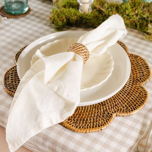 Vietnam Eco-friendly Handwoven <b>Round</b> scallop-shaped Rattan <b>Placemat</b> - Product Image 5