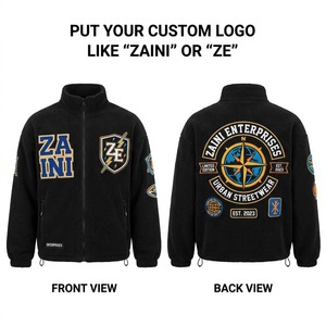 Premium 320 GSM Polar Fleece <b>Jacket</b> Black Custom Printed Patch Logo Full Zip Thin Autumn Waterproof Breathable <b>Running</b> <b>Jacket</b> - Product Image 1