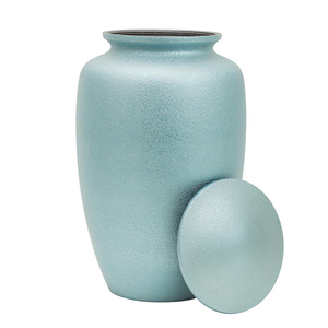 Aluminum Cremation Urn Adult Ashes <b>Memorial</b> <b>Keepsake</b> Vessel Matte Blue Color American Style - Product Image 2
