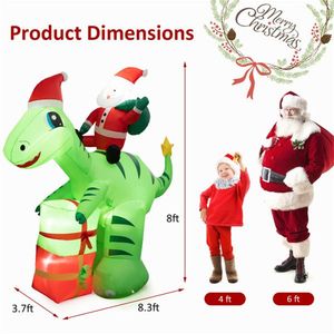 Dinosaurio Inflable de 8 Pies de Santa Claus para Decoraciones Navideñas de Jardín al Aire Libre, Decoración Festiva de Navidad - Product Image 3