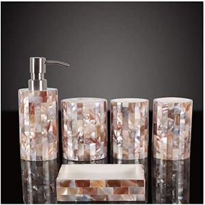 Juego de accesorios de baño de lujo con incrustaciones de nácar, estilo antiguo, hecho a mano, decorativo, elegante, premium, para el hogar y hoteles. - Product Image 2