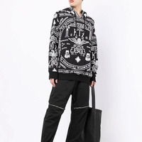 Sudadera con Capucha Unisex de Corte Holgado, Lavado Ácido, Antiarrugas, con Doble Bolsillo, Estilo Urbano, Estampado Serigrafiado, Tejida, 100% Algodón, Color Sólido, para Invierno
