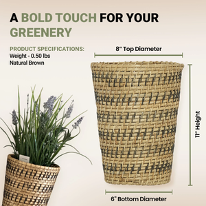 Fabricant vietnamien – Pots de rangement de jardin en rotin de style rétro, sculptés à la main, 24 L, avec poignées, tressés à la main, écologiques et durables - Product Image 4