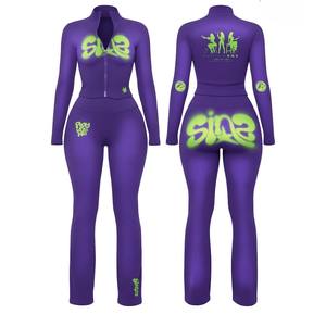 Conjunto de 2 Piezas de Alta Calidad para Mujer, Top Corto y Pantalones Deportivos con Cierre Completo, Tendencia 2026 - Product Image 2