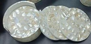 Round Mother Pearl <b>Coasters</b> <b>Set</b> Handmade Beaded <b>Placemats</b> Classic Elegant 400mm Diameter 5mm Thick for Home Wedding Dining Decor - Product Image 2