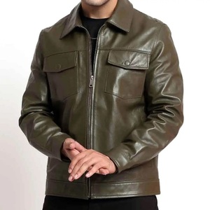 OEM Custom Made Tailor Made genuine sheep leather bomber <b>racing</b> <b>jacket</b> Zip-Front Two-Pocket Men's <b>Jacket</b> - Product Image 3