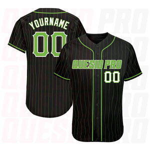 Custom Black Neon Green Pinstripe Neon Green–White Authentic Baseball Jersey – Personalized Sublimation Printing, Custom Logo - Product Image 1