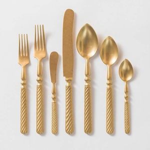 Ensemble de couverts en argent à tige dorée bicolore en gros |   Ensemble de fourchettes, couteaux et cuillères en acier inoxydable - Product Image 2