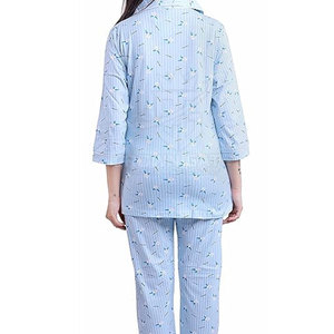 New Arrival Trendy Women Patch Work Lounge Wear Set Long Sleeves Button Down Outfit With Matching Pants <b>For</b> Daily Comfort - Product Image 4