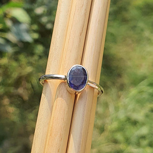 แหวนพลอยสีฟ้ามินิมอลสีเงิน925เป็นที่นิยมแบบวางซ้อนกันได้ชุบทองทำด้วยมือของขวัญแต่งงานที่ดี - Product Image 1