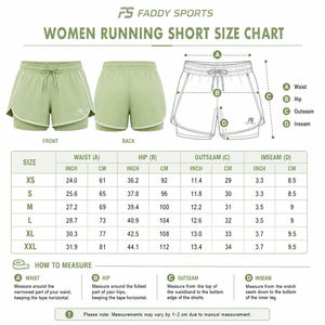 Shorts de course superposés 2-en-1 vert et blanc pour femme avec doublure intégrée, cordon de serrage, séchage rapide, vêtements de sport personnalisés, vente en gros - Product Image 6