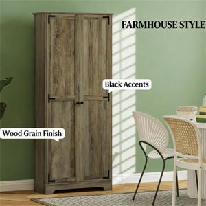 Gabinete de Almacenamiento Gris para Sala de Estar, Gabinete de Almacenamiento de Alimentos para Cocina - Product Image 4