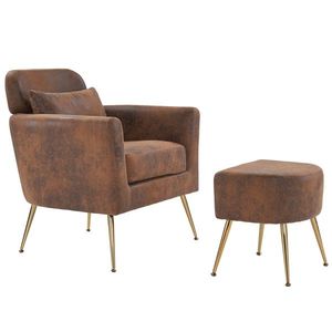 Poltrona Singola Arancione per Interni, Semi-Smontata, con Piedini e Pedali Dorati, in Tessuto Bronzato per Soggiorno - Product Image 6