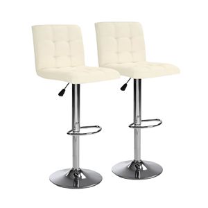 เก้าอี้บาร์ทรงสี่เหลี่ยมสีขาว 2 ตัว พร้อมพนักพิงและที่วางเท้า 1 ชุด (2 ตัว) - Product Image 1