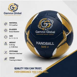 ลูกแฮนด์บอล Ganvox Global ขนาดเส้นผ่านศูนย์กลาง 10-14.9 นิ้ว น้ำหนักเบา ทนทาน ดีไซน์สีน้ำเงินทอง - Product Image 4