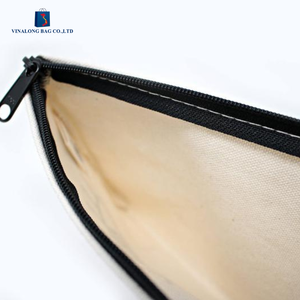 Eco Canvas Zipper Cosmetic Bag Reusable <b>Pouch</b> with Logo Printing Wholesale Factory - Product Image 4