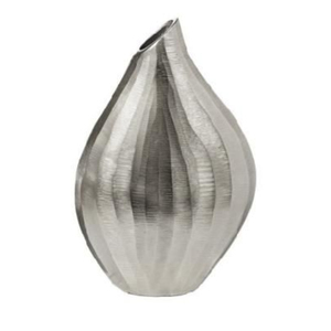 Modern Teardrop Silver Metal Vase Elegant <b>Brushed</b> Aluminium Decorative Flower Pot for Luxury Home Decor and Living Room Table - Product Image 1