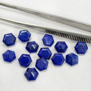 พลอยลาพิสทรงหกเหลี่ยมสีน้ำเงินสำหรับทำเครื่องประดับ - Product Image 1