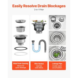 Lavandino per Mop in Acciaio Inox 22 X 19 X 12 Pollici con Paraschizzi 304, Filtro 3-in-1 e Supporto a Parete in Acciaio Inox 304 - Product Image 3