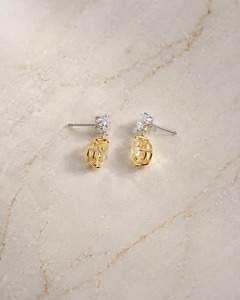 Hot Selling Luxury Fancy Color <b>Diamond</b> Drop Earrings Cushion Cut Lab Grown 14K Two Tone Gold OM GEMS - Product Image 1