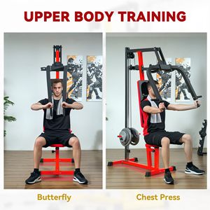 Sistema di palestra di casa rossa con mosca toracica e macchina da stampa per l'allenamento della spalla deltoide posteriore pettorale - Product Image 3