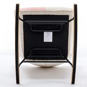 Fauteuil à bascule patchwork confortable de 36,6 pouces avec accoudoirs et pieds en bois massif pour salon - Product Image 3