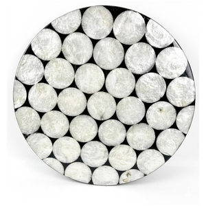 Ocean Inspired Mother of Pearl Placemat <b>White</b> Nacre Shell <b>Table</b> Mat for Yacht Decor and Marine Style <b>Dining</b> - Product Image 1