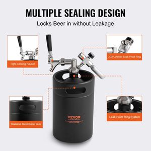 Mini Fusto da 170 Oz (5L) in Acciaio Inox 304 Pressurizzato con Display di Pressione e Sistema di Erogazione - Product Image 5