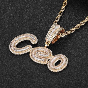 Collar con Colgante de Hip Hop Personalizado con Nombre, Letra Inicial con Diamantes Baguette, para Mujer, Regalo - Product Image 5