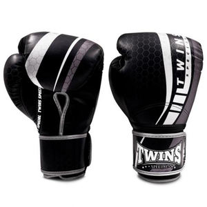 Guantes de entrenamiento y competición de kickboxing, muay thai y MMA de cuero negro y blanco de alta calidad con cordones, para entrenamiento unisex. - Product Image 1