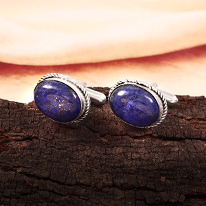Mancuernillas de Lapislázuli Natural con Plata Alemana, Joyería de Lujo con Piedras Preciosas para Hombre, Regalo de Boda Personalizado, Joyería Formal Navideña, Venta al Por Mayor - Product Image 5