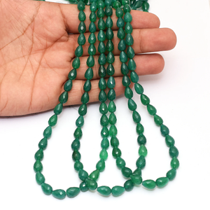 Perles en onyx vert AAA+ 5x8mm-7x10mm, forme goutte d'eau, onyx naturel, pierre semi-précieuse, facettées, en vrac, pour la création de bijoux - Product Image 1