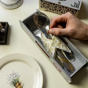 Caja de regalo con soporte para cucharas de madera, organizador de mesa para restaurante, bandeja duradera para cubiertos para cafetería y bistró, cubertería moderna al por mayor - Product Image 5