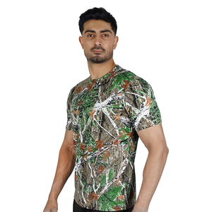 Camiseta de Manga Corta con Camuflaje para Hombre, 100% Algodón, Tejido Transpirable, Corte Regular, Cuello Redondo, Estampada - Product Image 3