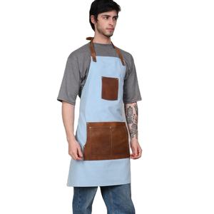 Delantales de cocina de lona de cuero para hombre y mujer a prueba de agua y aceite personalizados para el hogar - Product Image 1