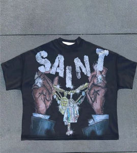 Custom-Made High-Quality 100% Pure Cotton Jersey Printed Oversized Street Style Retro Washed <b>Men's</b> Casual T-<b>Shirt</b> - Product Image 3