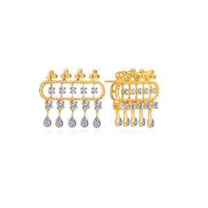 14K Yellow Gold Diamond Earrings Pear Cut Lab-grown Diamonds Classic Style Women's Everyday Wear - Product Image 2