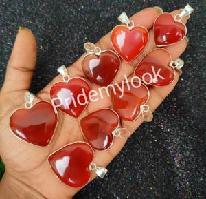 Colgante de Cornalina en Forma de Corazón con Engaste de Plata 925, Joyería Romántica, Amuleto, Regalo para Accesorio de Moda Unisex - Product Image 4