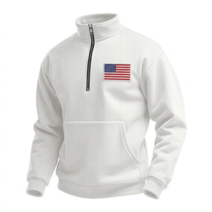 เสื้อสเวตเชิ้ตผู้ชายแบบซิป ¼  คอสูง แขนยาว สไตล์ลำลอง มีกระเป๋าจิงโจ้ - Product Image 3