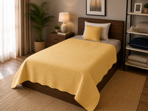 Quilted Cotton <b>Bedspread</b> Pillowcase <b>Set</b> Solid Color Bedroom Bedding <b>Set</b> for Hotel Guest Room Home - Product Image 3